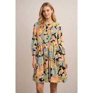 Who What Wear Floral Tiered Pastel Dress Size Small Long Sleeve